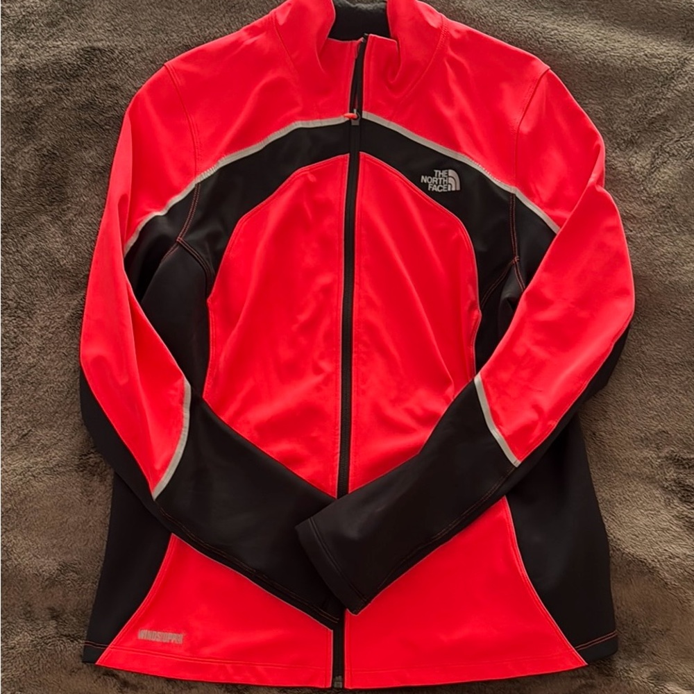 The North Face Vibrant neon pink and black windstopper Jacket